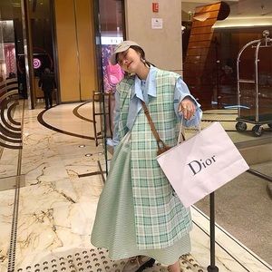 Oversize Plaid Long Vest